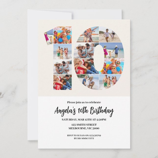 Convite 10th Birthday Invitation - Number 10 (Frente)
