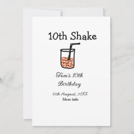 Convite 10th Shake 10th feliz aniversário, milkshake scrib
