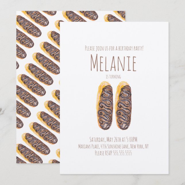 Convite 11 de de Rosquinha de Aquarela de Chocolate (Frente/Verso)