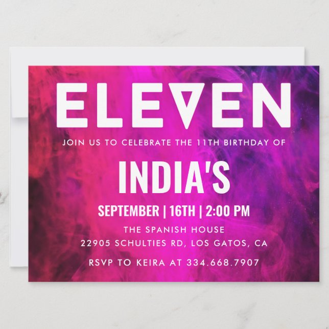 Convite 11 de Neon Rosa (Frente)