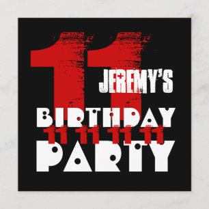 Convite 11 Festa de aniversário WARM TONES Grunge Z04B