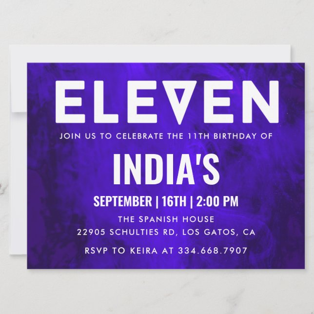 Convite 11 Royal Blue Neon (Frente)