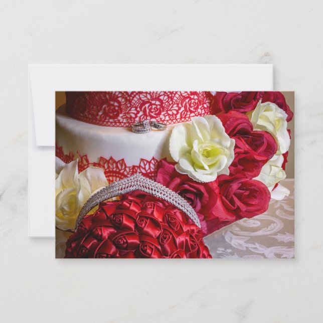 Convite 1242-Bolo de Casamento, Buquê e Alianças (Frente)