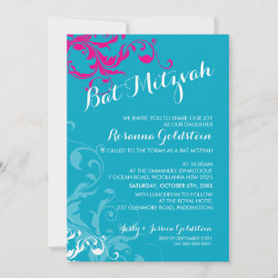 Convite 128-marnie BAT MITZVAH turquesa rosa