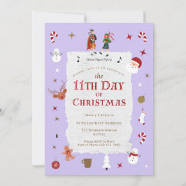 Convite 12 Days of Christmas Cute Retro Pastel Purple