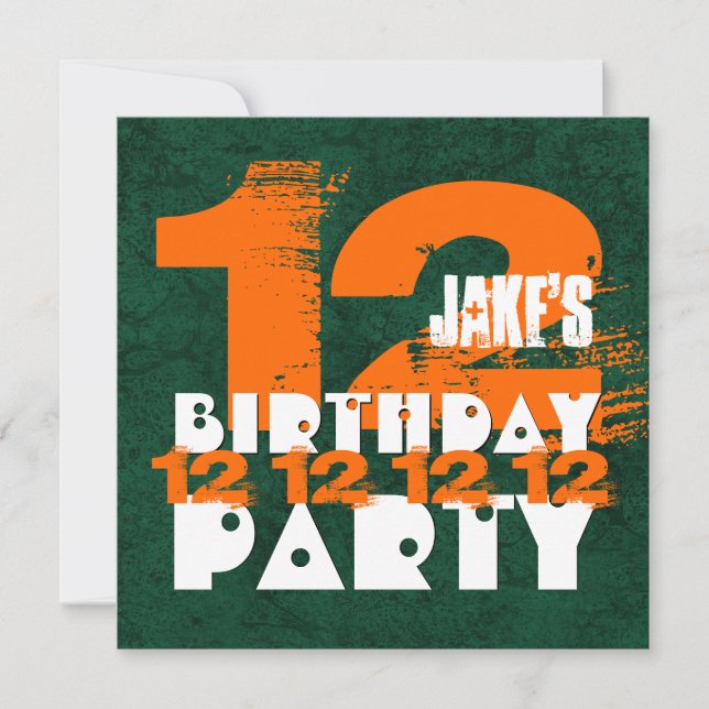 Convite 12 Festa de aniversário 12 anos Grunge Z12A (Frente)