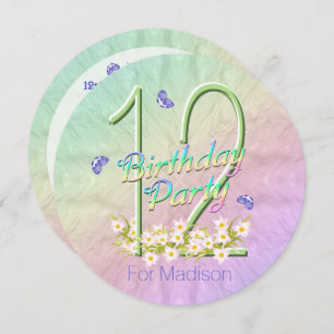 Convite 12 Festa de aniversário Borboleta Arco-íris Convit