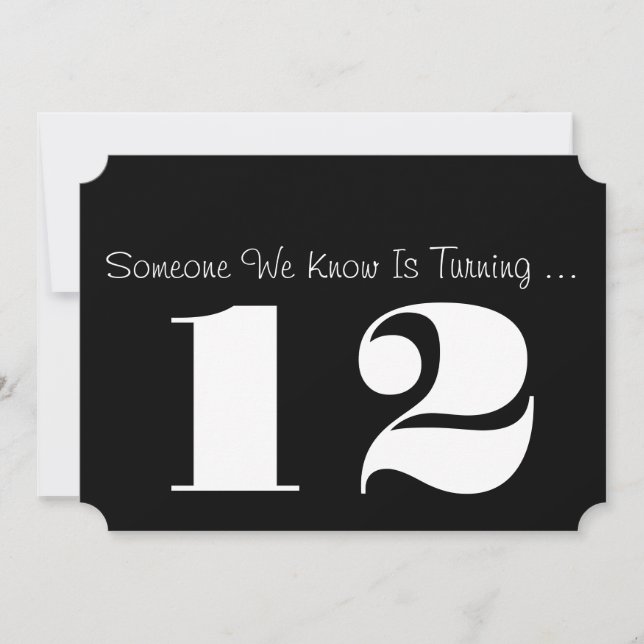 Convite 12o A festa de aniversário convida, preto e (Frente)