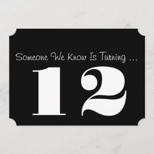 Convite 12o A festa de aniversário convida, preto e