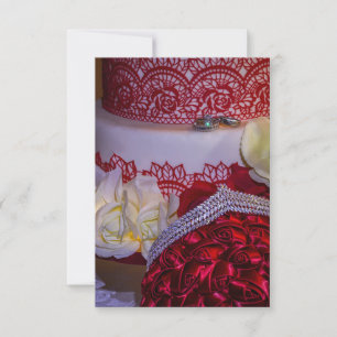 Convite 1304-Bolo, Buquê e Anéis de Casamento