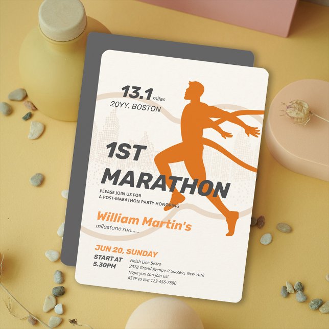 Convite 13,1 milhas por 130 km do Partido da Maratona Post (13.1 miles 1ST Marathon-Post Marathon Party Invitation)
