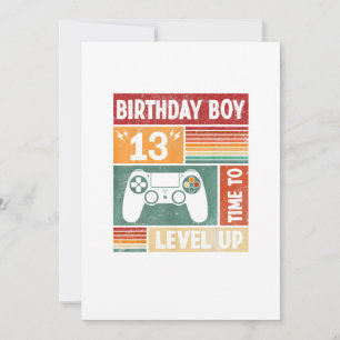 Convite 13 Birthday Boy Time to Level Up Videos games