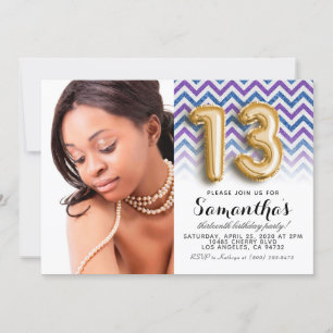 Convite 13 Birthday Chevron