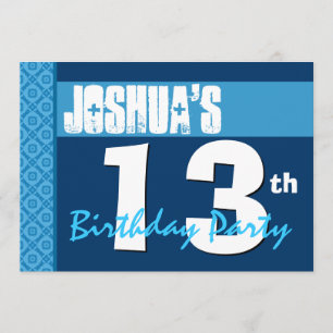 Convite 13 Birthday Modern Blue X210