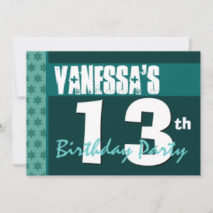 Convite 13 Birthday Modern Green Standard Reciclado 207