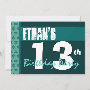 Convite 13 Birthday Modern Para Ele Verde X208