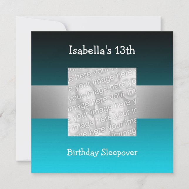 Convite 13 Birthday Sleepover Silver Green Foto 2 (Frente)