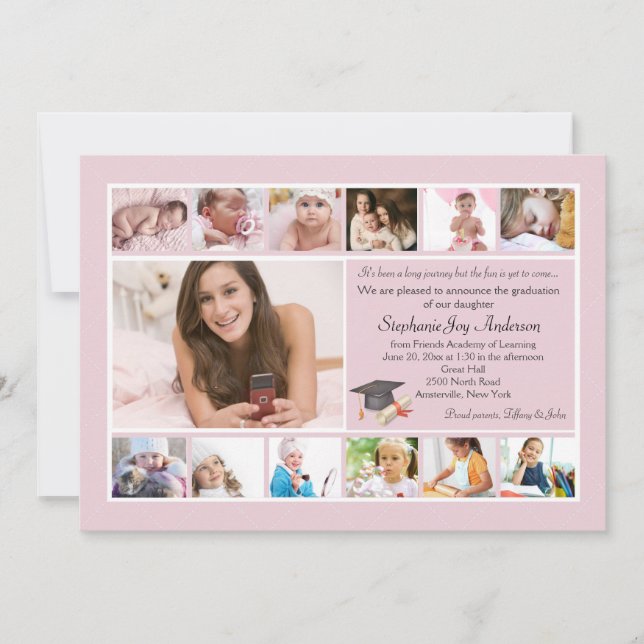 Convite 13 Colagem de Graduação de Fotos (Personalizada) (Frente)