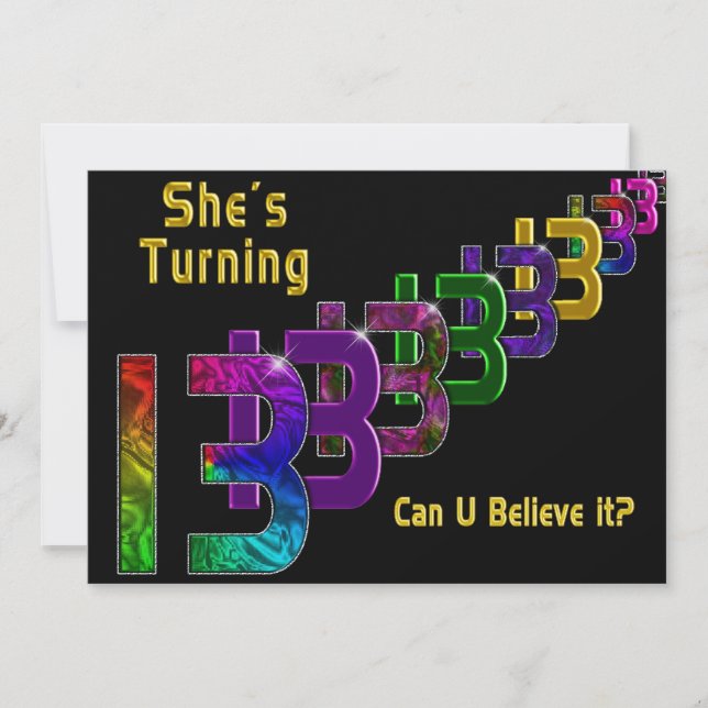 Convite 13 de Aniversário da Rapariga de Convite, Números  (Frente)