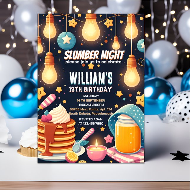 Convite 13 de aniversário do Sleepover SlumbParty (Criador carregado)