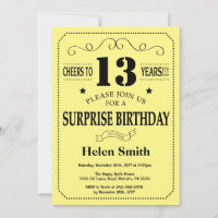 13 de Aniversário Surpresa Preto e Amarelo