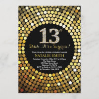 13 de Aniversário Surpresa Preto e Dourado Brilho