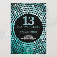 13 de Nascimento de Preto e Teal Brilhante