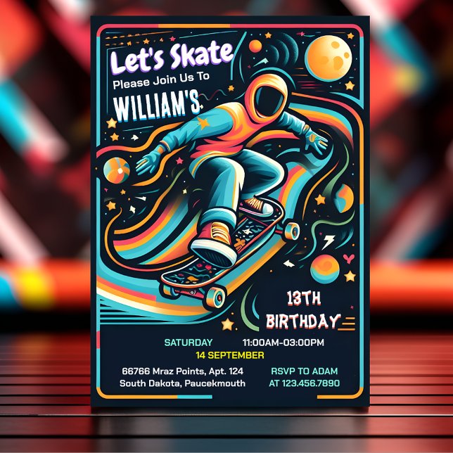 Convite 13 de Skateboard da Zona de Salto de patinete Aniv (Criador carregado)