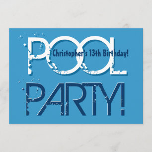 Convite 13 do Piscina de Aniversário da Criança, Blue W0