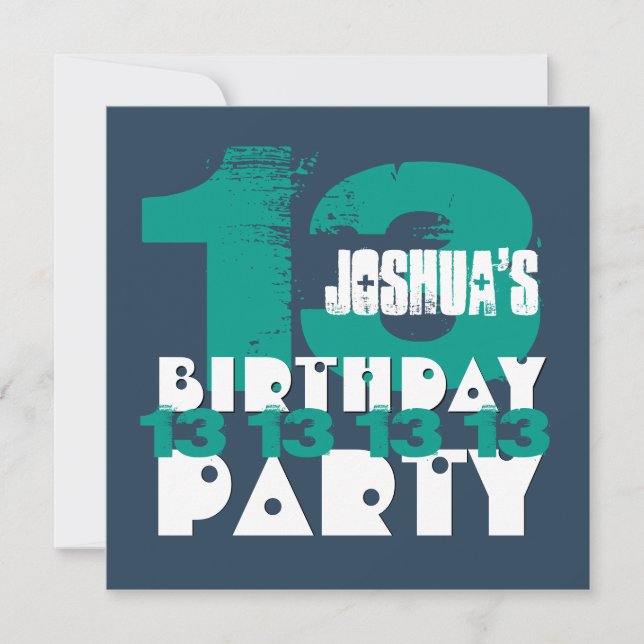 Convite 13 Festa de aniversário 13 anos Grunge Z13A (Frente)