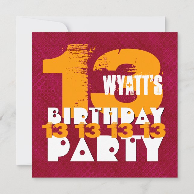 Convite 13 Festa de aniversário 13 anos Grunge Z13A (Frente)