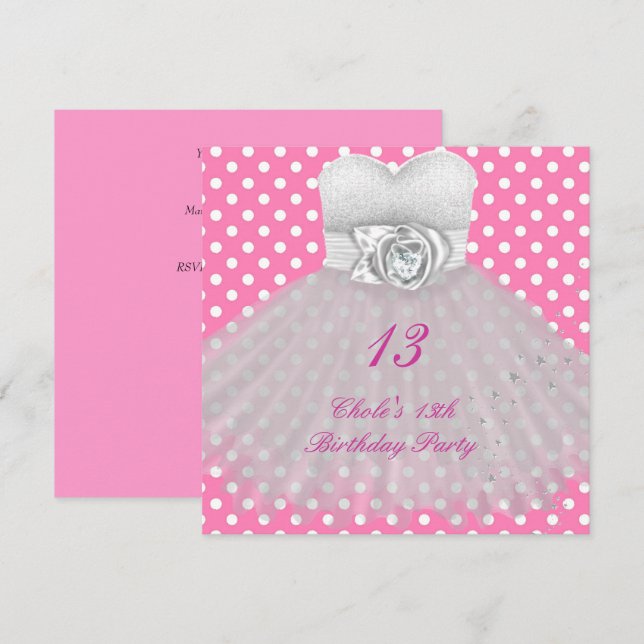 Convite 13 Festa de aniversário Girls 13 Adolescentes (Frente/Verso)