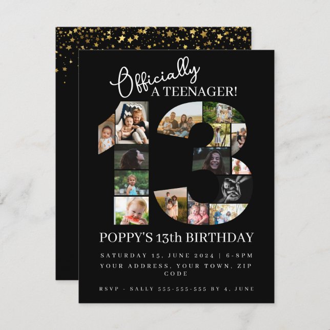 Convite 13 oficialmente uma colagem de fotos de adolescent (Frente/Verso)