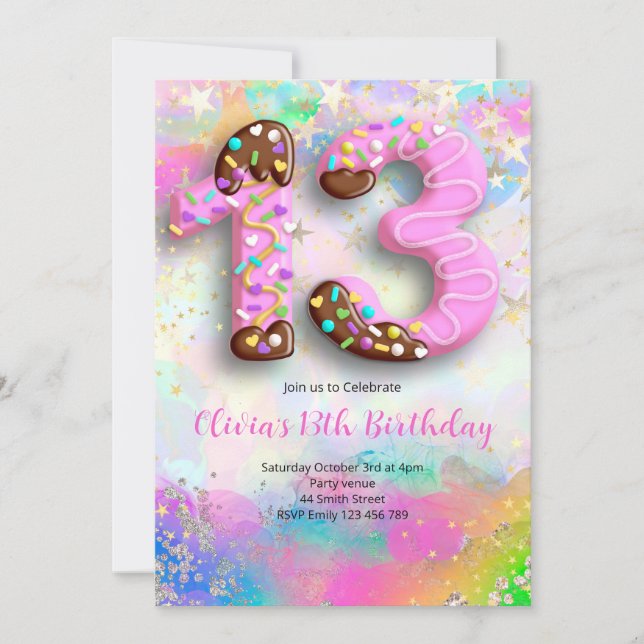 Convite 13th Birthday Girls Invitation (Frente)