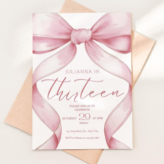 Convite 13th birthday invitation girl Pink Coquette Invite