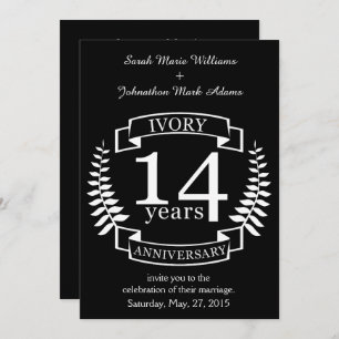 Convite 14 anos de aniversário do casamento de Ivory