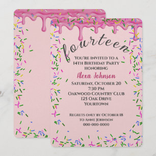 Convite 14 Birthday Pink Iching E Sprinkles