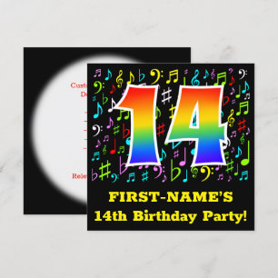 Convite 14 Festa de aniversário: Símbolos Musicais Diverti