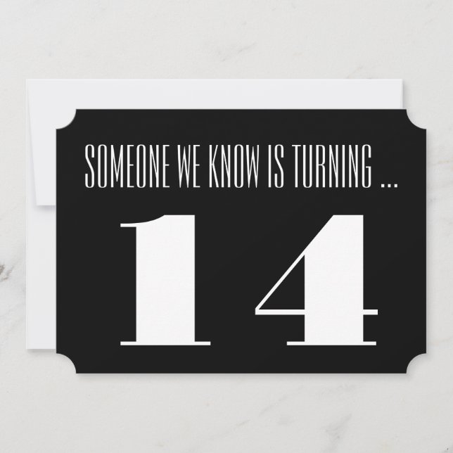 Convite 14o A festa de aniversário convida, preto e (Frente)