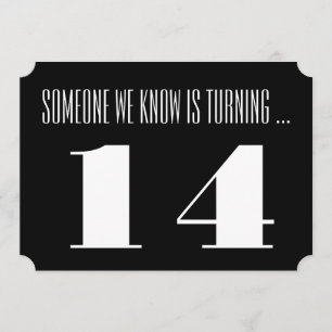 Convite 14o A festa de aniversário convida, preto e