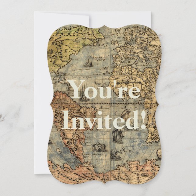 Convite 1565 Forlani AntiquevMapa Renascentista Mundial (Frente)