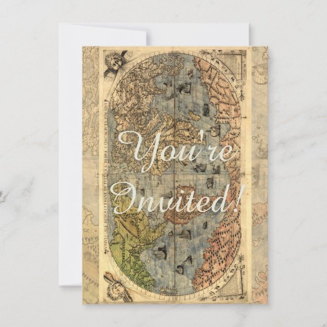 Convite 1565 Forlani AntiquevMapa Renascentista Mundial (Frente)