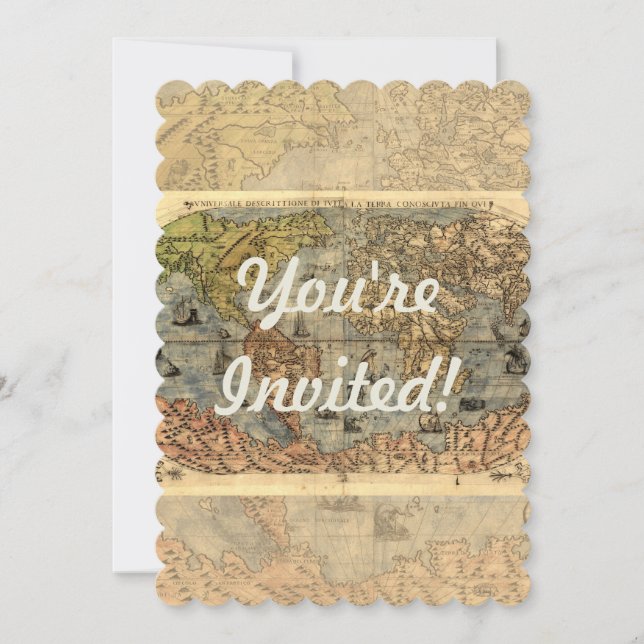 Convite 1565 Forlani AntiquevMapa Renascentista Mundial (Frente)