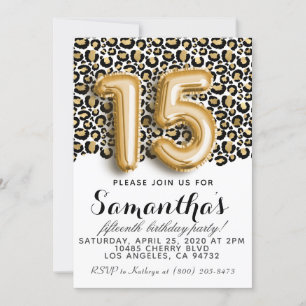 Convite 15 Birthday Leopard Animal Print Invance