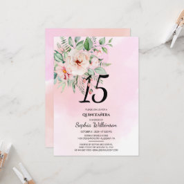 Convite 15 Birthday Quinceanera Russo Aquarela Floral