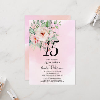 Convite 15 Birthday Quinceanera Russo Aquarela Floral