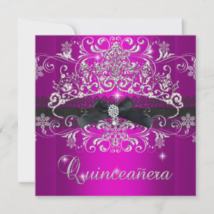 Convite 15 cor-de-rosa,, Quinceanera, Brilhante, Tiara Pre