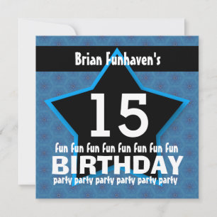 Convite 15 de Aniversário ou QUALQUER ANO, Black Blue STA
