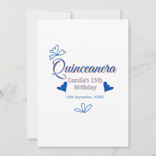 Convite 15 de aniversário rusica mexicana do pêssego azul
