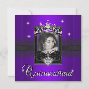 Convite 15 de Quinceanera com brilho roxo